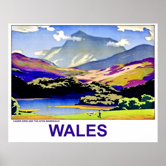 Poster Gales, Cader Idris e Afon Mawddach, vintage (Frente)