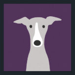 Poster Galgo Grego, Galgo Grego italiano ou Cão Beijo<br><div class="desc">Desenho de desenho animado de uma cinza e de um cão branco Greyhound. Um poster divertido para quem ama Greyhounds,  Greyhounds italiano ou Whippets. Visite o Doodle World de Jenn para ver as mais bonitas artes animais e ilustrações do amante de animais de estimação.</div>