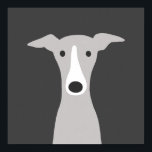 Poster Galgo Grego, Galgo Grego italiano ou Cão Beijo<br><div class="desc">Desenho de desenho animado de uma cinza e de um cão branco Greyhound. Um poster divertido para quem ama Greyhounds,  Greyhounds italiano ou Whippets. Visite o Doodle World de Jenn para ver as mais bonitas artes animais e ilustrações do amante de animais de estimação.</div>