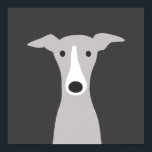 Poster Galgo Grego, Galgo Grego italiano ou Cão Beijo<br><div class="desc">Desenho de desenho animado de uma cinza e de um cão branco Greyhound. Um poster divertido para quem ama Greyhounds,  Greyhounds italiano ou Whippets. Visite o Doodle World de Jenn para ver as mais bonitas artes animais e ilustrações do amante de animais de estimação.</div>