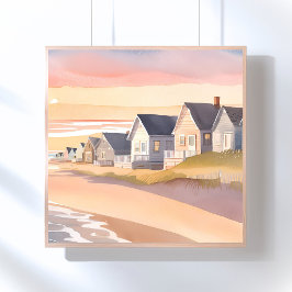 Poster Galileia pelo Mar | Aquarela da Praia de Rhode Isl