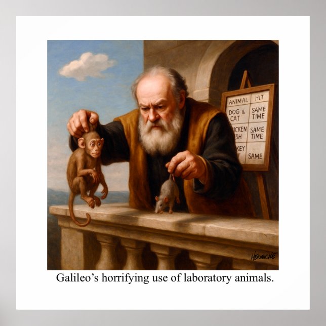 Poster Galileo’s horrifying use of laboratory animals. (Frente)