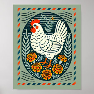 Poster Galinha-branca-galinha-de-coleira