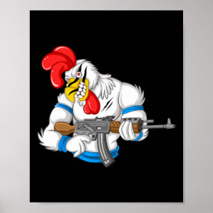 Poster Galinha Brava Desenho Animado Arma Galo Engraçado
