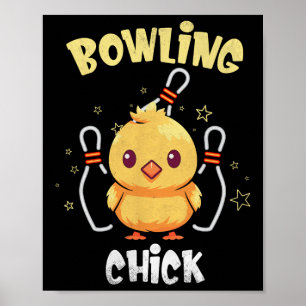 Poster Galinha de Boliche Galinha Engraçada Atleta de Bol