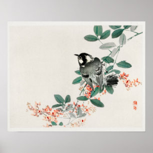 Poster Galinha de casaco preto de Kōno Bairei (1844-1895)