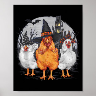 Poster Galinha de Halloween engraçada bruxa temporada ass