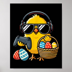 Poster Galinha de Páscoa Retro Jogos Divertidos de Páscoa
