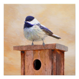 Pôster Galinha em Birdhouse Pintura Original de Pássaros
