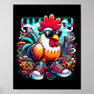 Poster Galinha Engraçada Arte de Rua de Urna de Grafite L