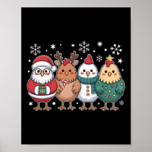 Poster Galinha Engraçada Árvore de Natal Papai Noel Natal
