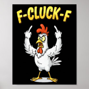 Poster Galinha Engraçada Dedo do Meio F Cacu F Anti Trump