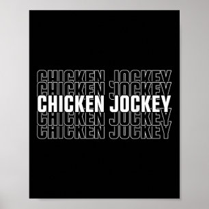 Poster Galinha Engraçada Jockey Empilhado Repete Diversão