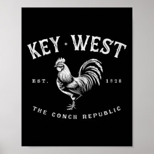 Poster Galinha Galo de Key West Engraçado Nascer do Sol P