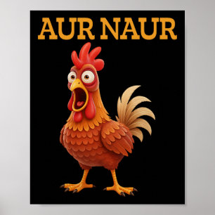 Poster Galinha Meme Aur Naur Cartoon Engraçado Galo