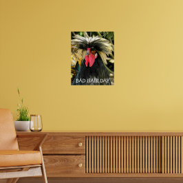 Poster Galinha Meme Dia Ruim de Cabelo Engraçado