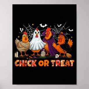 Poster Galinha Ou Tratamento Halloween Bruxa Boo Frango A