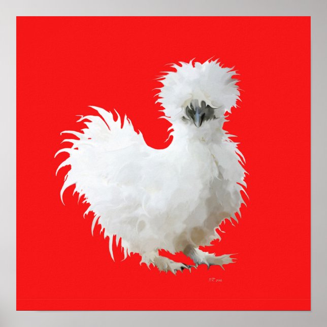 Poster Galinha Sedosa em Vermelho (Frente)