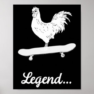 Poster Galinha Skatista Skate Galinha Engraçado