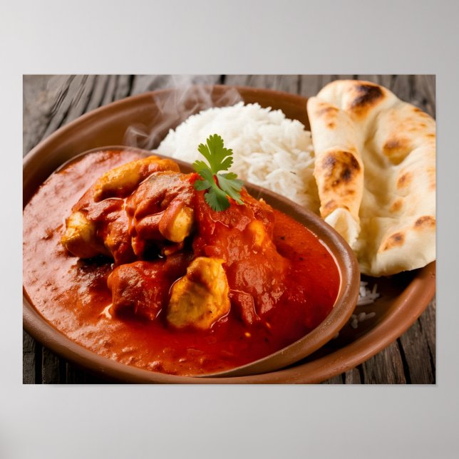 Poster Galinha Tikka Masala Spicy Curry com Arroz (Frente)