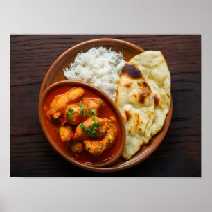 Poster Galinha Tikka Masala Spicy Curry com Arroz