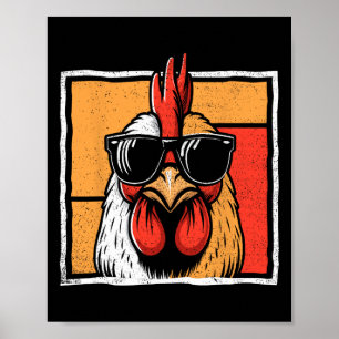 Poster Galinha Vintage Galo Engraçado Farmante Galinhas F