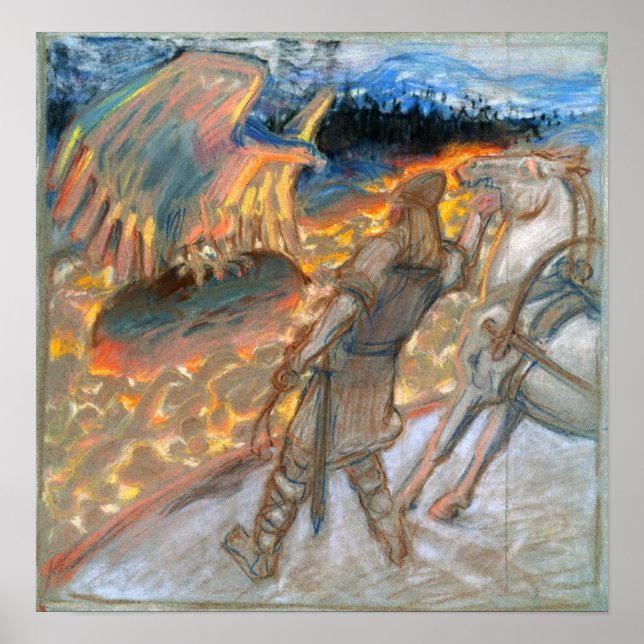 Poster Gallen-Kallela - Lemminkainen Num Fogo (Frente)