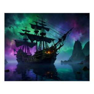 Pôster Galleon Baixo das Estrelas Assombradas