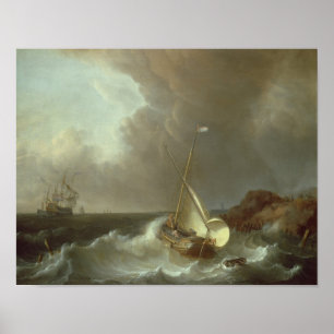 Pôster Galleon em mares tormentosos