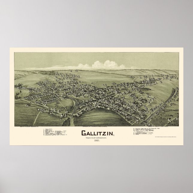 Poster Gallitzin, PA Panorâmica - 1901 (Frente)