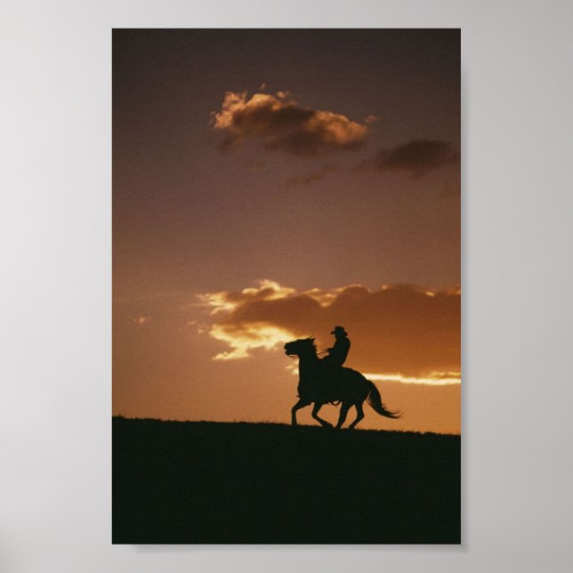 Poster Galloping Cowboy Silhouette (Frente)