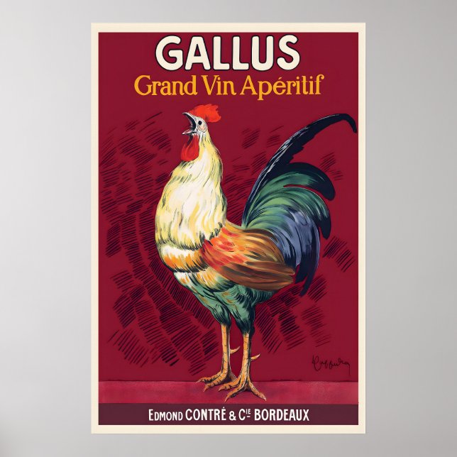 Poster Gallus Grand Vin Aperitif Vintage Comida&Bebida (Frente)