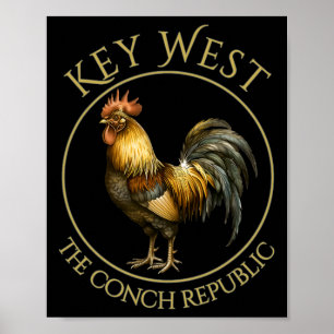 Poster Galo Antigo Férias em Key West Flórida