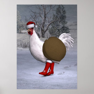 Poster Galo branco Papai Noel