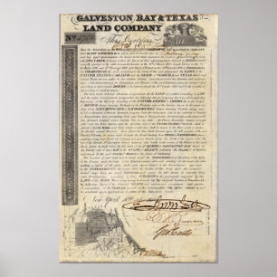 Pôster Galveston Baía e Texas Terra Empresa