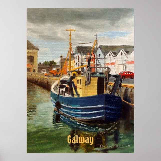 Poster Galway City Irlanda — Barco de Pesca (Frente)