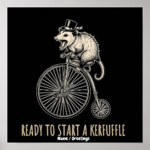 Poster Gambá Gritante Confusão Bicicleta Vintage