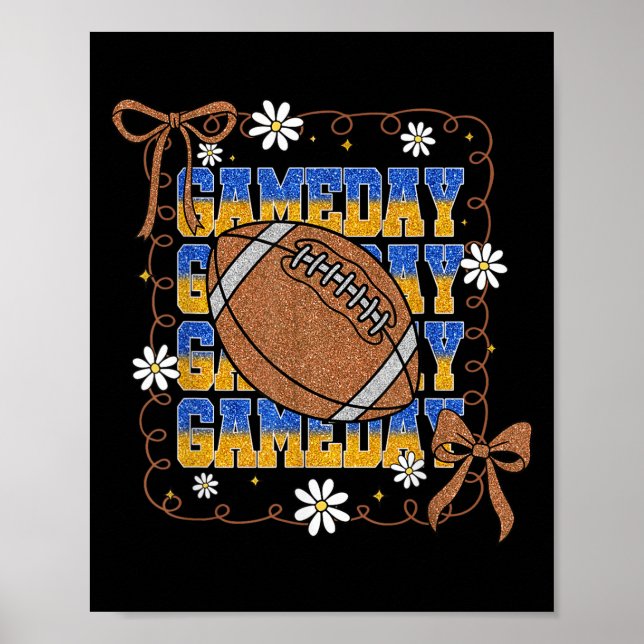 Poster Game Day Football Season Football Mama Girl Blue G (Frente)