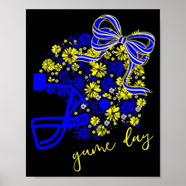 Poster Game Day Football Season Football Mama Girl Blue G (Frente)
