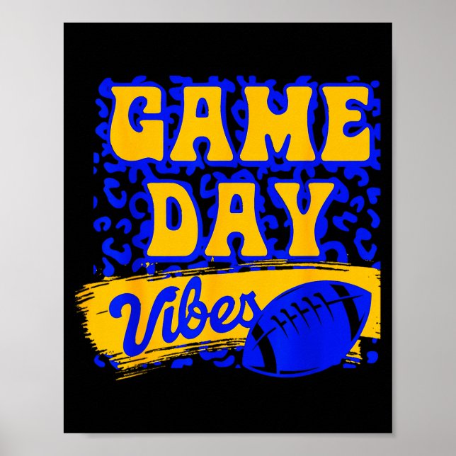 Poster Game Day Vibes Football Season Football Blue Gold  (Frente)