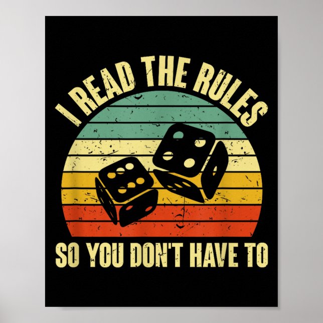 Poster Game Night Adults Funny Board Games I Read The Rul (Frente)