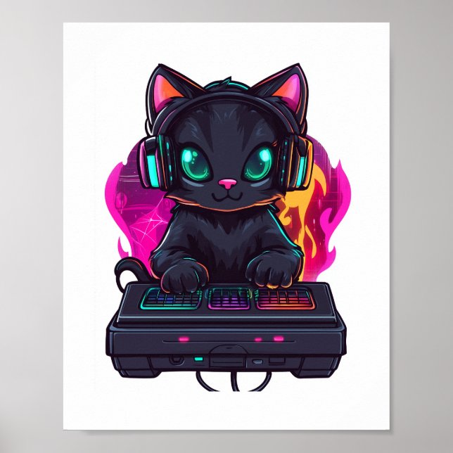 Poster Gamer Cat do Halloween Spooky (Frente)