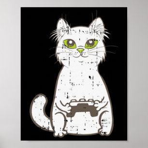 Poster Gamer Cat Video Game Controller Gaming Geek G