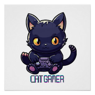Pôster Gamer de Gato