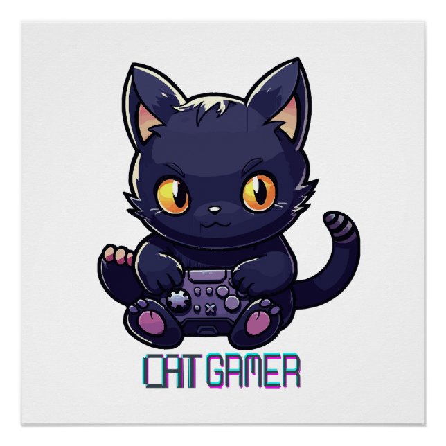 Pôster Gamer de Gato (Frente)