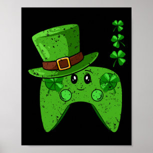 Poster Gamer de jogos com Dia de São Patrício Shamrock co