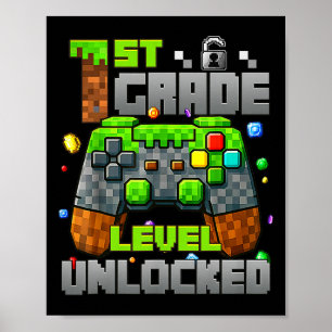 Poster Gamer De Vídeo Desbloqueado De Nível 1rua Ck Pixel