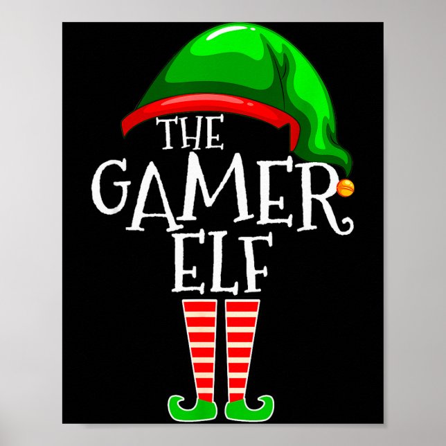 Poster Gamer Elf Family Matching Group Christmas Video Ga (Frente)