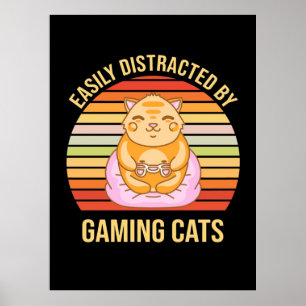 Poster Gamer Gift   Fácil Distração Por Gaming Cats