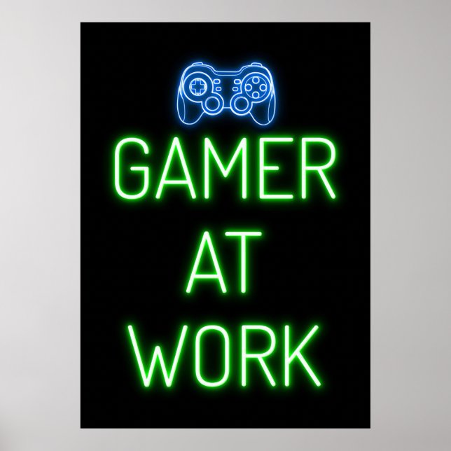 Poster Gamer Gift | Jogador No Trabalho (Frente)